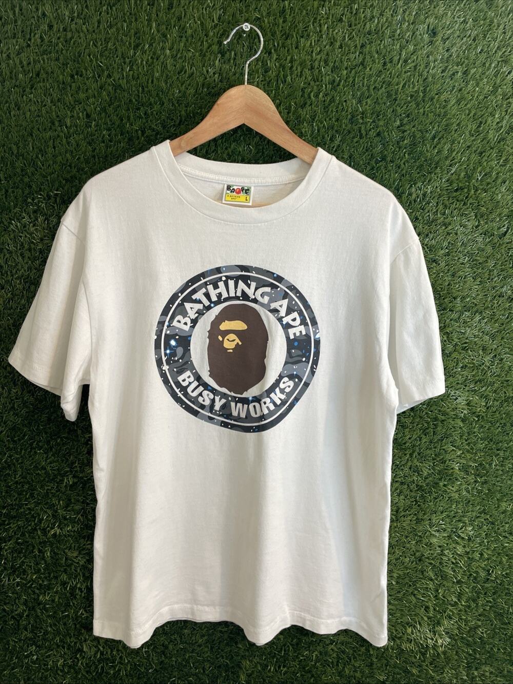 A Bathing Ape Busy Works White Tee 100% Authentic Size L